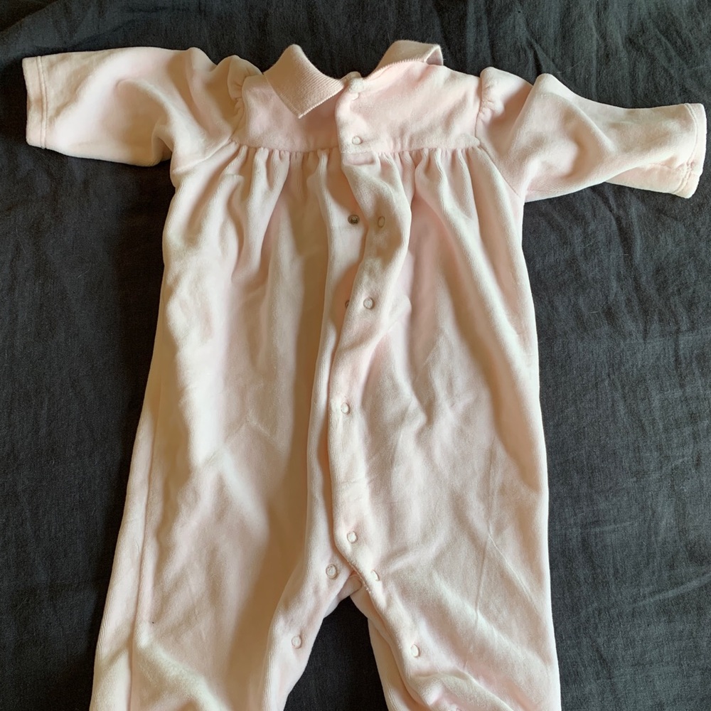 Ralph Lauren pink velour classic footie 6months